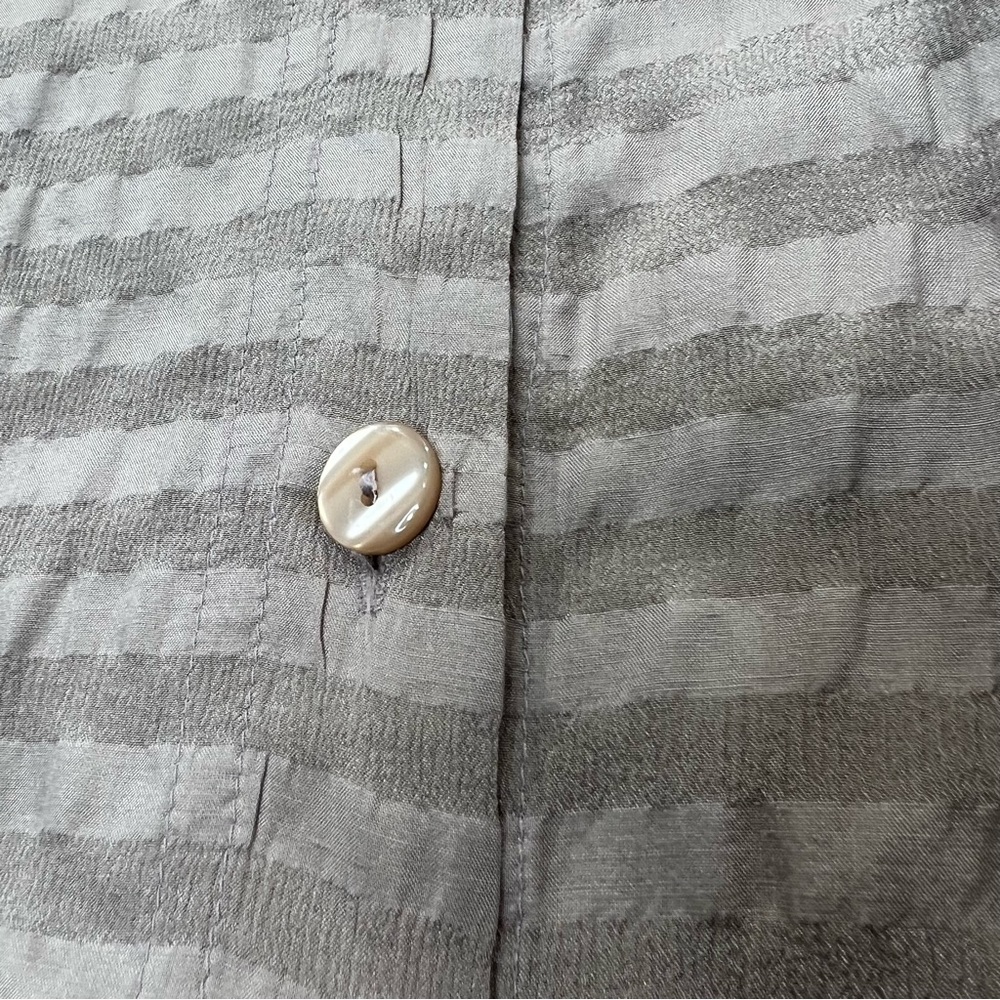 H Look Silk Blouse Button Up Puckered textured stripes M oversized - Picture 10 of 12